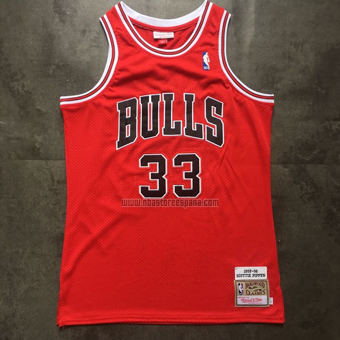 Camiseta Chicago Bulls Scottie Pippen NO 33 Mitchell & Ness 1997-98 Rojo
